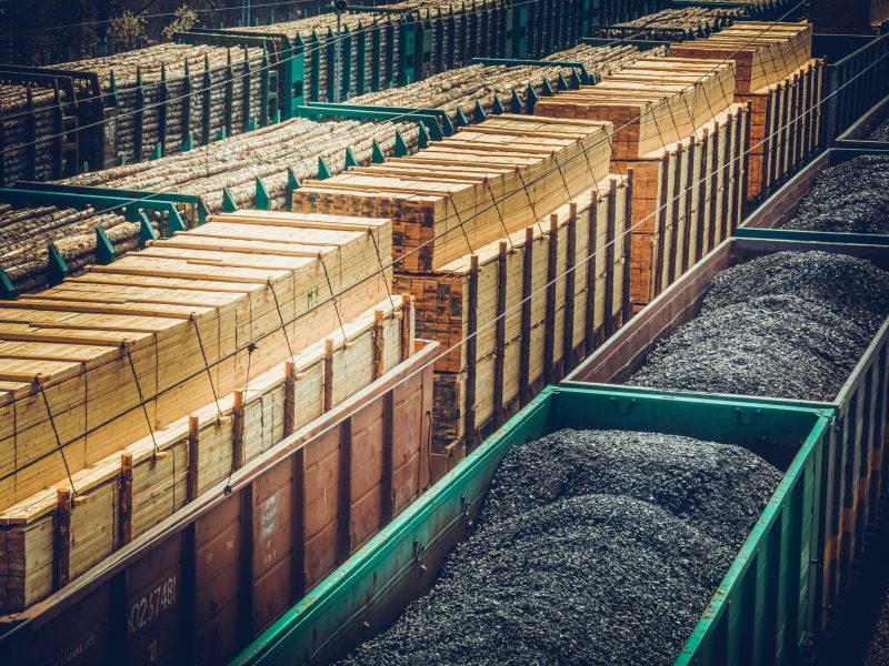 Lumber loaded on multi. railcars